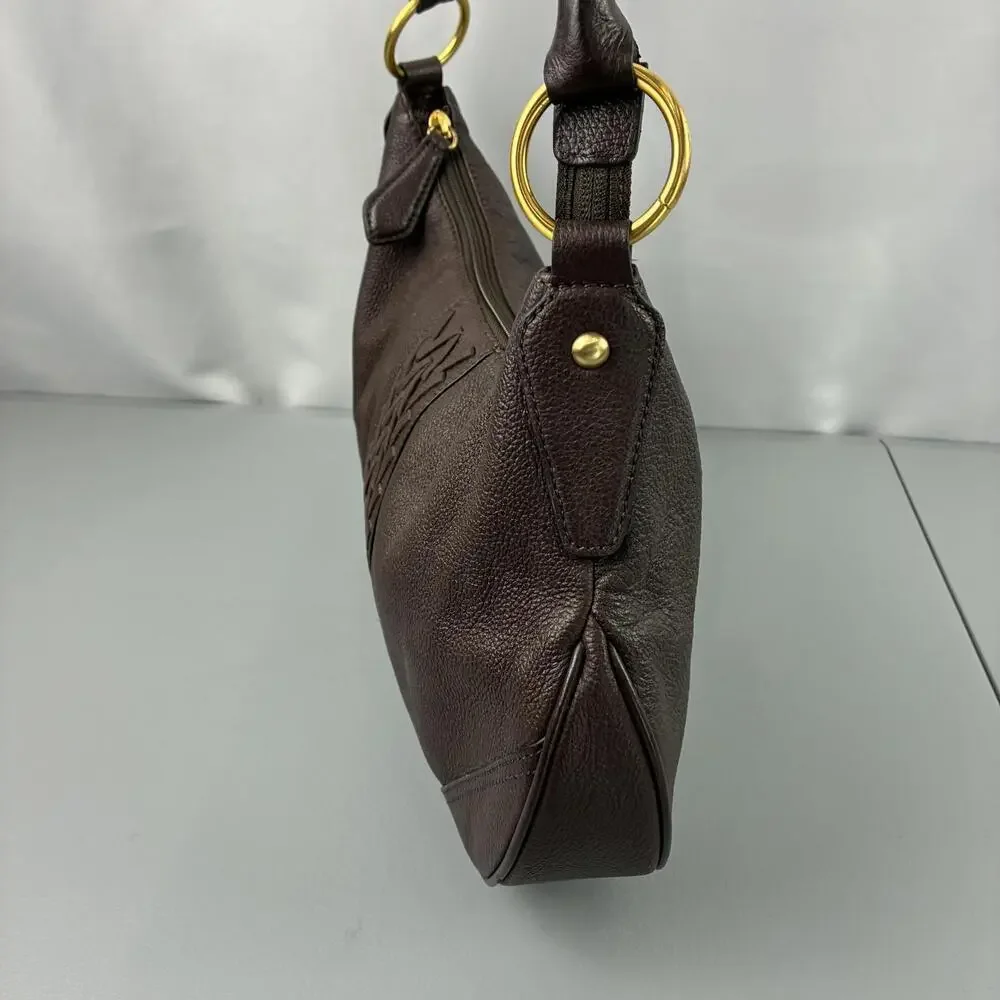 Wilson's Leather Chocolate Brown Handbag Hobo Style with Braided Handle